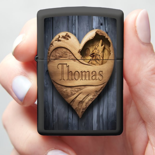 Thomas Heartwood Wolf Sign Zippo Lighter (In Hand)