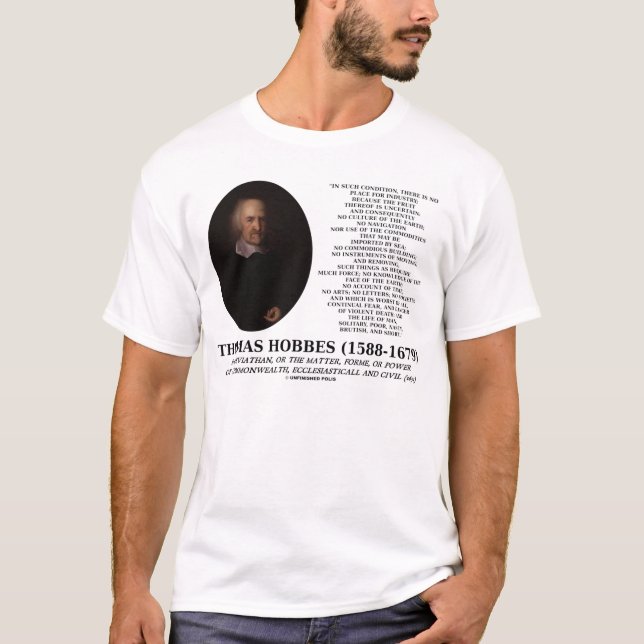 Thomas Hobbes Leviathan Man Solitary Poor Quote T-Shirt (Front)
