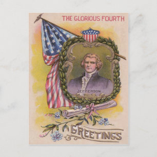 Thomas Jefferson American Flag Forget-Me-Not Postcard