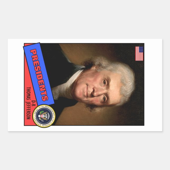 Thomas Jefferson Baseball Card Rectangular Sticker (Front)