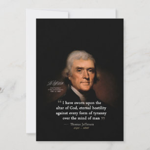 Thomas Jefferson by Rembrandt - Altar of God Quote Holiday Card