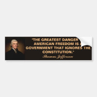 Thomas Jefferson Constitution Quote Bumper Sticker