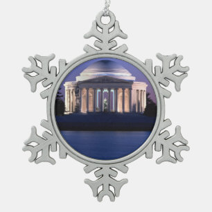 Thomas Jefferson Memorial at Dusk Snowflake Pewter Christmas Ornament