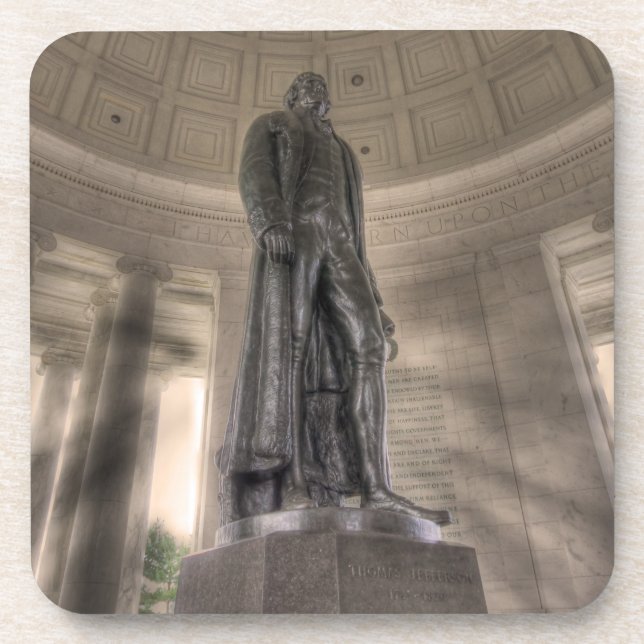 Thomas Jefferson Memorial Bronze Statue Drink Coaster (Front)