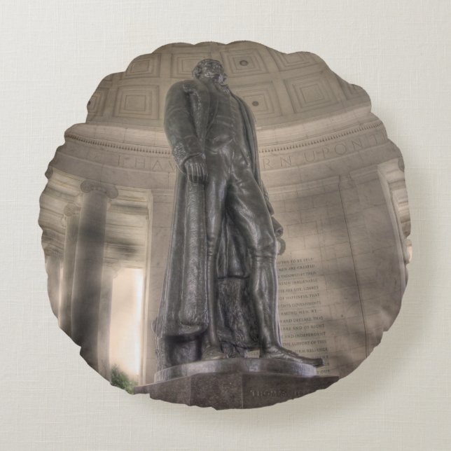 Thomas Jefferson Memorial Bronze Statue Round Pillow (Front)