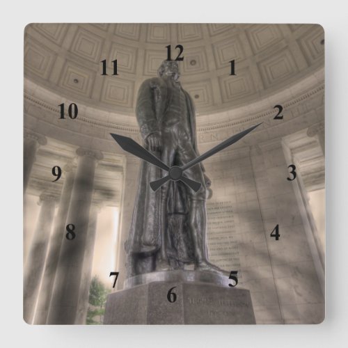 Thomas Jefferson Memorial Bronze Statue Square Wall Clock