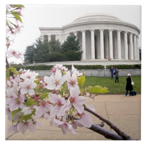 Thomas Jefferson Memorial with cherry blossoms Ceramic Tile