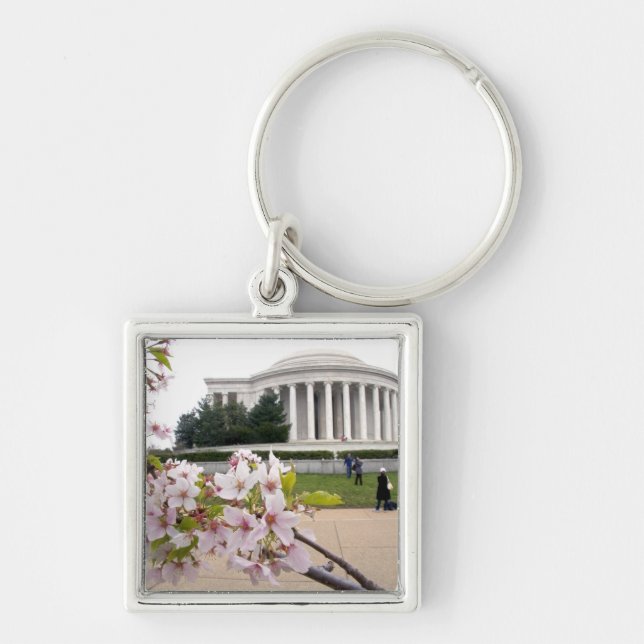 Thomas Jefferson Memorial with cherry blossoms Keychain (Front)