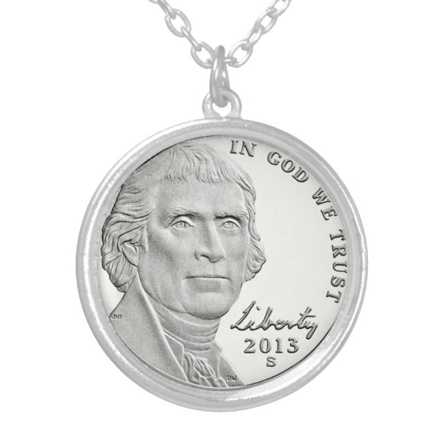 Thomas Jefferson Nickel Silver Plated Necklace (Front)