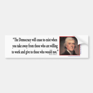 Thomas Jefferson On Democracy Bumper Sticker