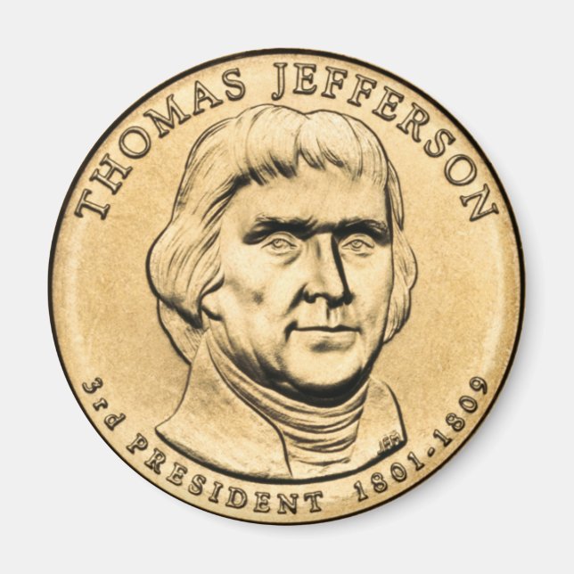 Thomas Jefferson Presidential $1 Coin Magnet (Front)