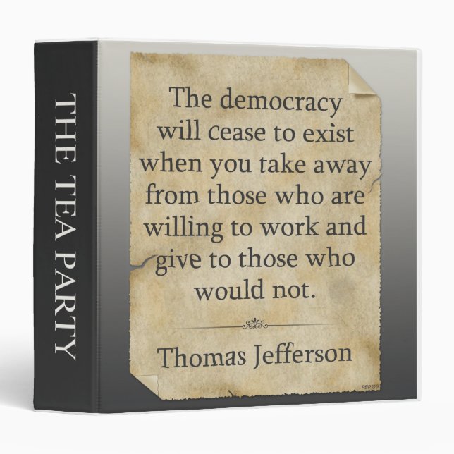 Thomas Jefferson Quote 3 Ring Binder (Front/Spine)