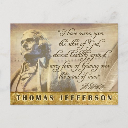 Thomas Jefferson statue and quote Postcard