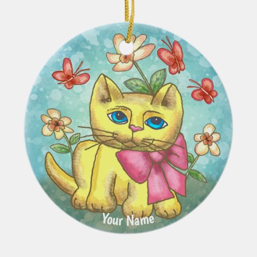 Thomas Kitten Cat custom name Ceramic Ornament