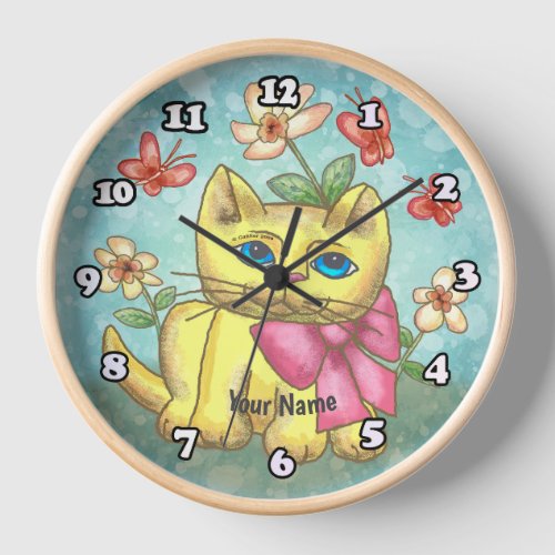 Thomas Kitten Cat custom name Clock