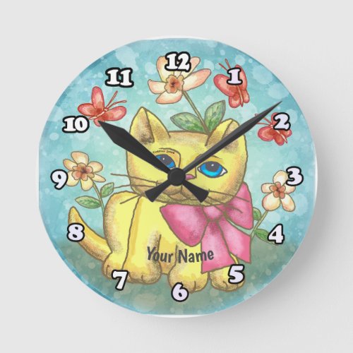 Thomas Kitten Cat custom name Round Clock