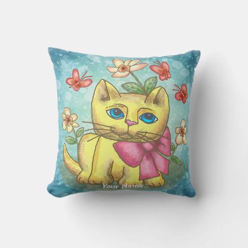 Thomas Kitten Cat custom name Throw Pillow