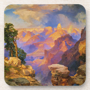 Thomas Moran art, Grand Canyon with Rainbow Beverage Coaster