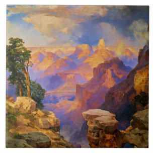 Thomas Moran art, Grand Canyon with Rainbow Ceramic Tile
