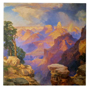 Thomas Moran art, Grand Canyon with Rainbow Ceramic Tile
