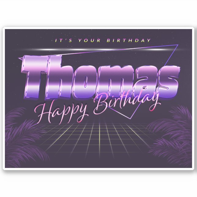 Thomas Name First name lila retro Sticker Birthday (Front)