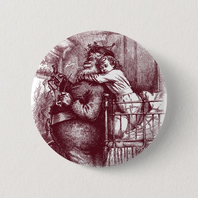 Thomas Nast Santa Claus "Caught" Pinback Button (Front)