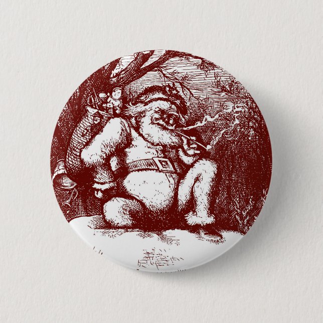 Thomas Nast Santa Claus on Rooftop Button (Front)