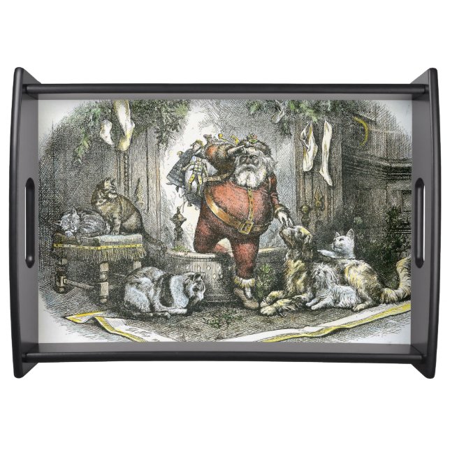 Thomas Nast Victorian Santa Claus and Pets Serving Tray (Front)