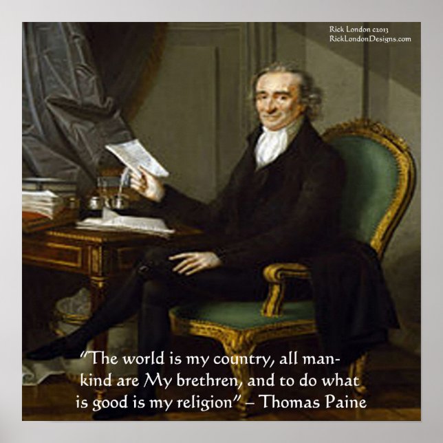 Thomas Paine "My Brethren" Wisdom Quote Poster (Front)