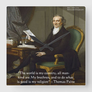 Thomas Paine "My Religion" Wisdom Quote Wall Clock