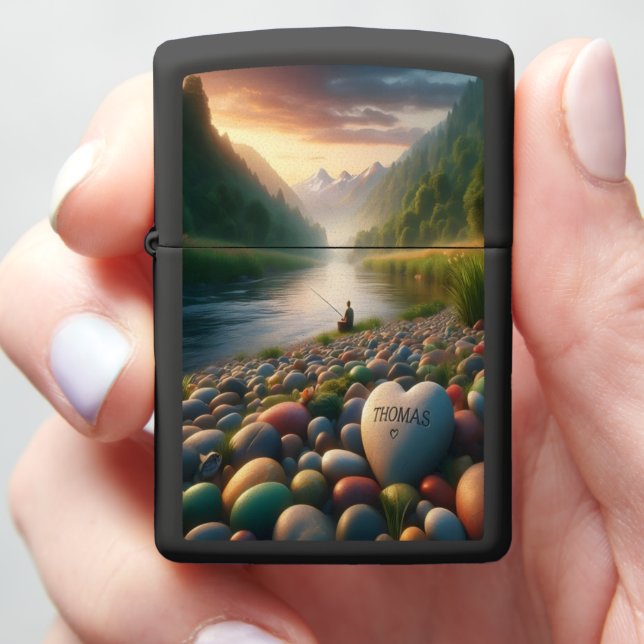 Thomas Peaceful River Sunset Zippo Lighter (In Hand)