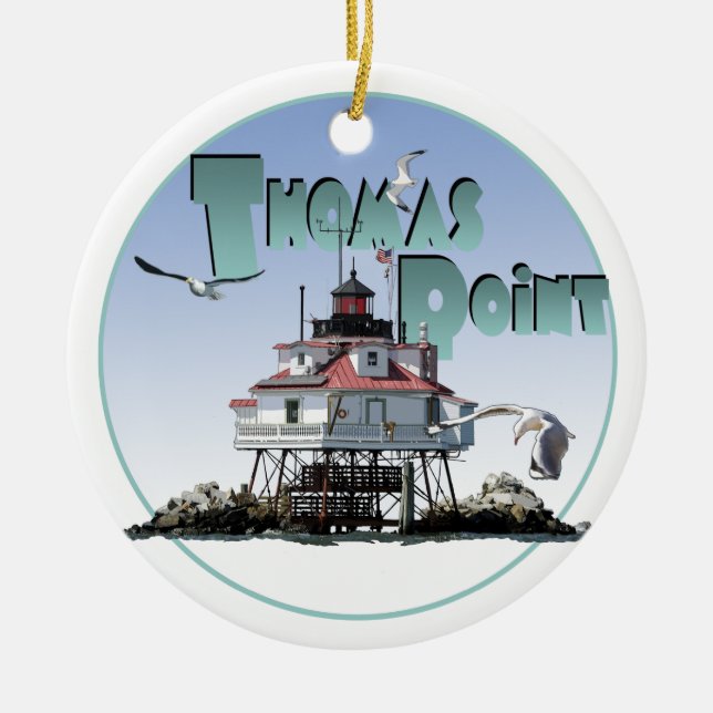 Thomas Point Lighthouse Ceramic Ornament (Front)
