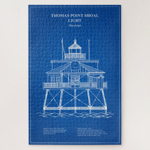 Thomas Point Shoal Lighthouse - Maryland - AD Jigsaw Puzzle