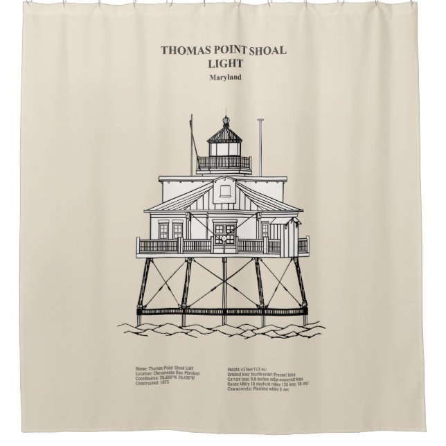 Thomas Point Shoal Lighthouse - Maryland - SBD Shower Curtain (Front)