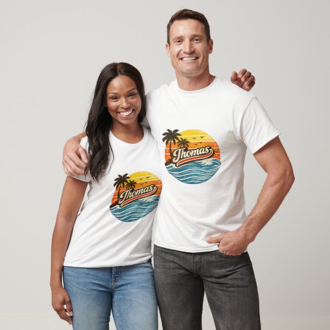 Thomas Retro Sunset Name Design T-Shirt (Unisex)
