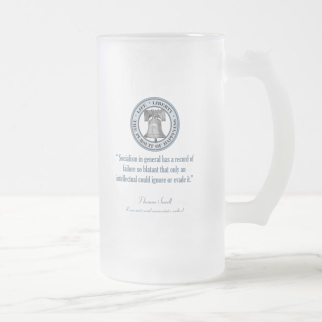 Thomas Sowell (Socialism) Frosted Glass Beer Mug (Right)