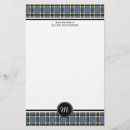 Thompson Clan Blue Formal Dress Tartan Monogram Stationery