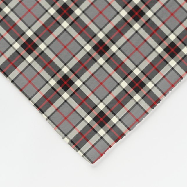 Thompson Clan Gray, Black, and Red Dress Tartan Fleece Blanket (Corner)