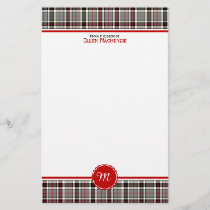 Thompson Clan Gray Formal Dress Tartan Monogram Stationery