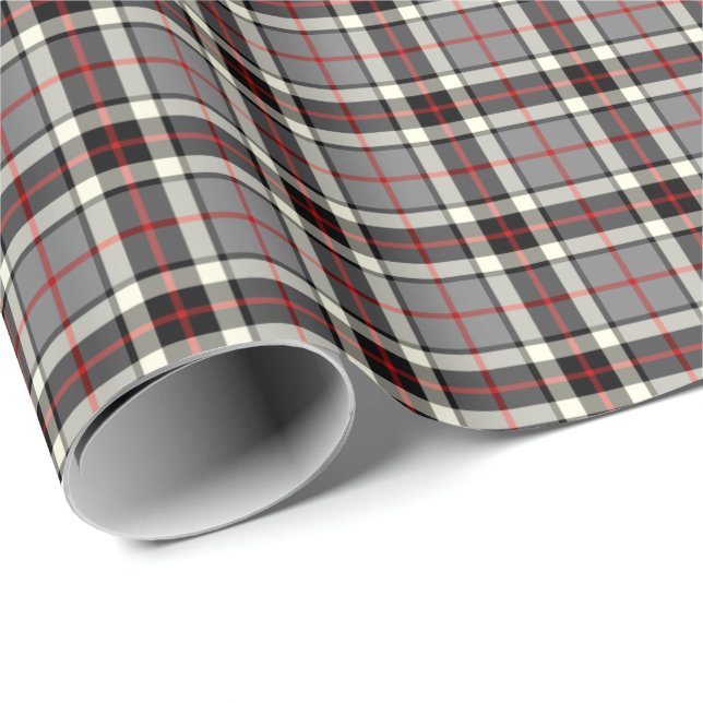 Thompson Clan Gray Formal Dress Tartan Wrapping Paper (Roll Corner)