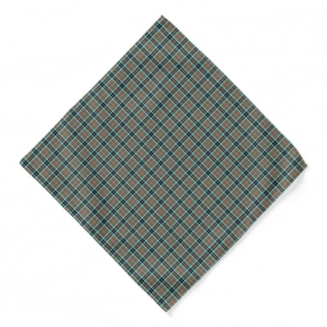 Thompson Clan Hunting Light Brown and Blue Tartan Bandana (Front)