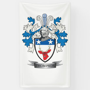 Thompson Family Crest Coat of Arms Banner