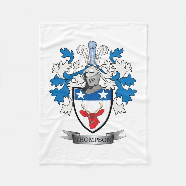 Thompson Family Crest Coat of Arms Fleece Blanket (Front)