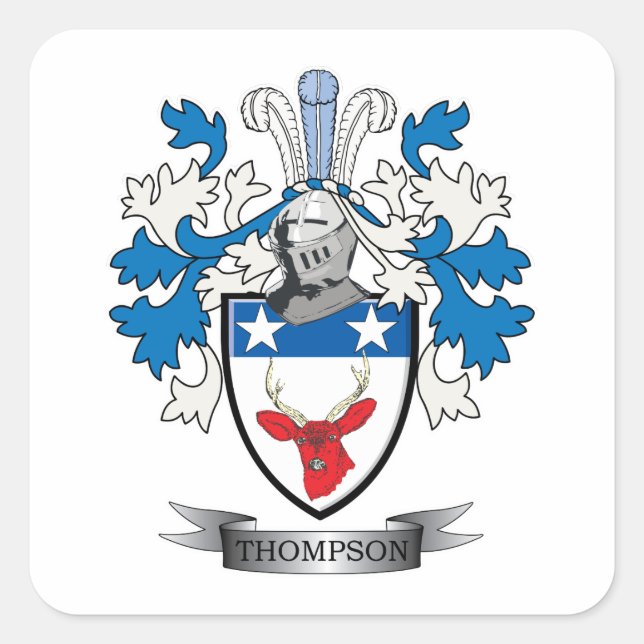 Thompson Family Crest Coat of Arms Square Sticker (Front)