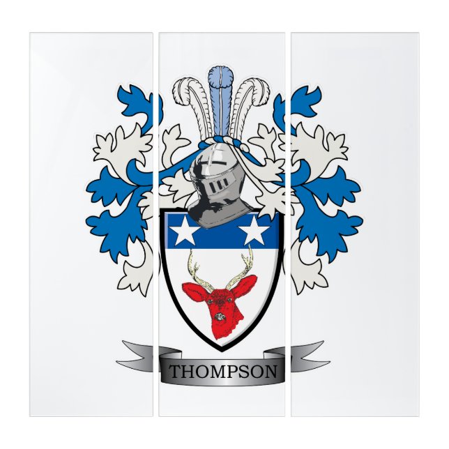 Thompson Family Crest Coat of Arms Triptych (Front)