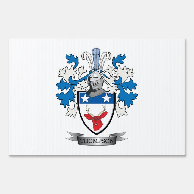 Thompson Family Crest Coat of Arms Yard Sign (Front)