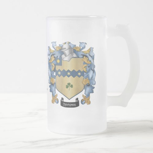 Thompson Family Irish Coat of Arms _ Customize Frosted Glass Beer Mug