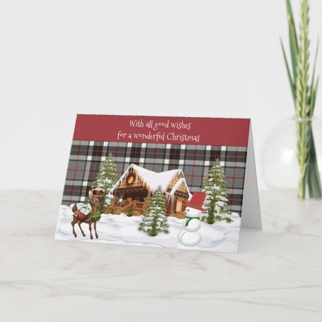 Thompson Gray Modern  Scottish Tartan Christmas Holiday Card (Front)