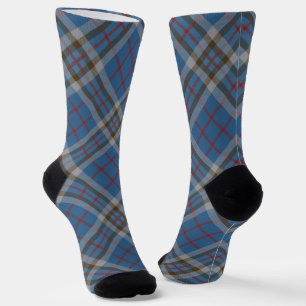 Thompson Tartan Plaid Grey Blue Pattern Socks