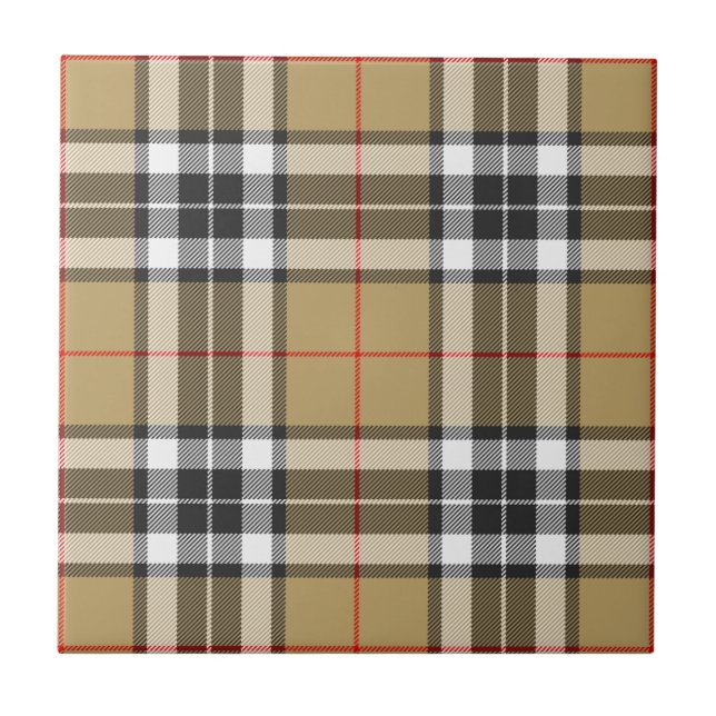 Thomson Camel Clan Hunting Tartan Plaid Ceramic Tile (Front)